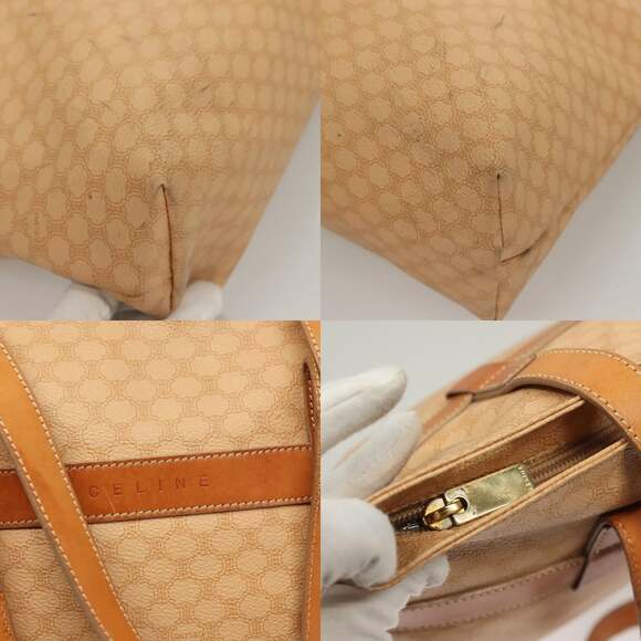 CELINE Macadam Canvas Tote Bag Pvc Beige Gold - Picture 11 of 13